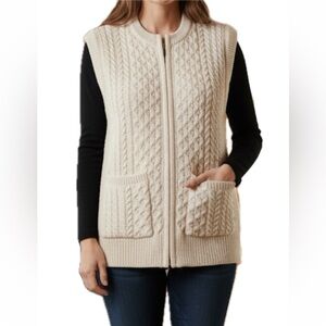 BLARNEY WOOLLEN MILLS IRELAND Knit Merino Wool Sleeveless Sweater Zip Up Vest XS